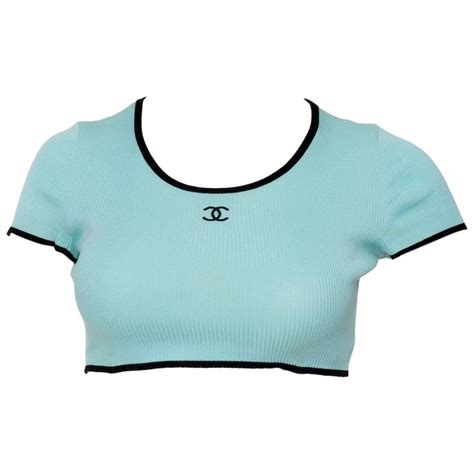 chanel logo crop top|chanel vintage crop top.